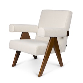 Easy Lounge Arm Sofa - Boucle creme - Marco marrón