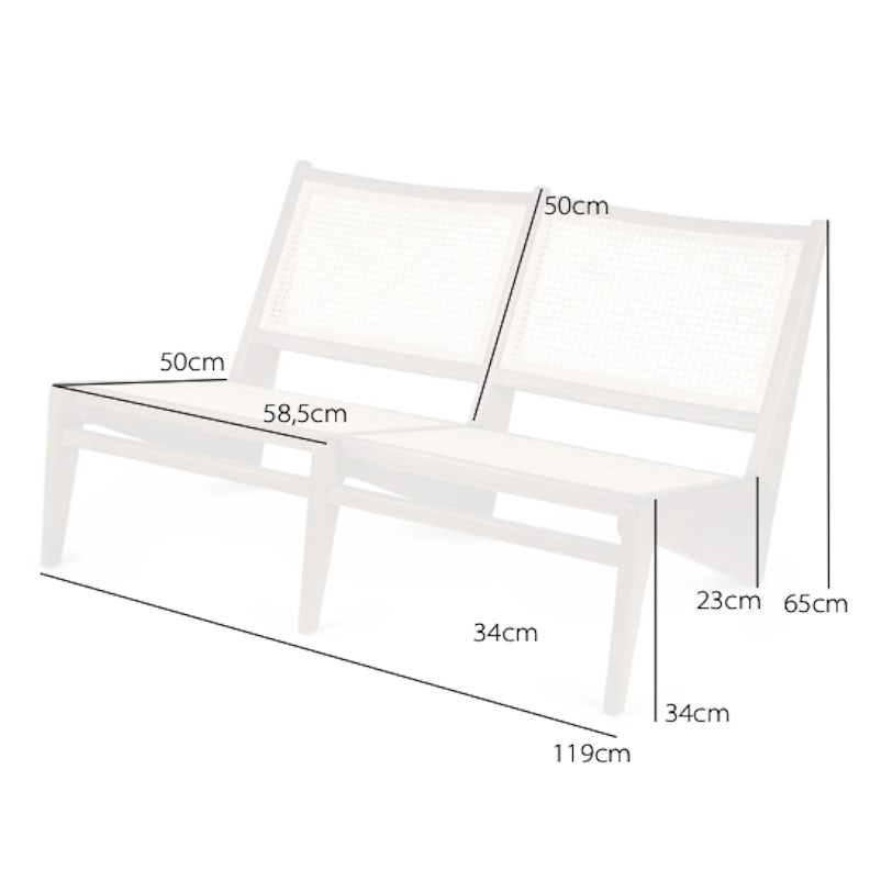 Kangaroo Chair Bench 2 - Kohle Schwarz